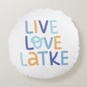 Live Love Latke Hanukkah Design Round Cushion