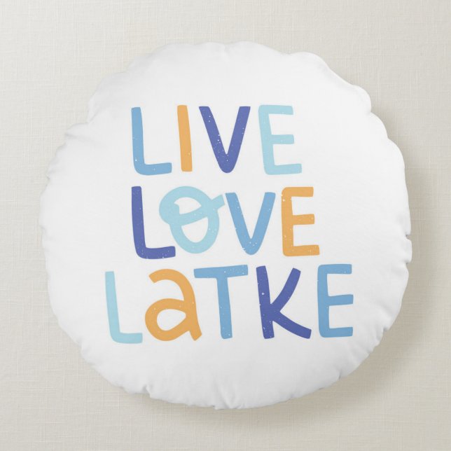 Live Love Latke Hanukkah Design Round Cushion (Front)