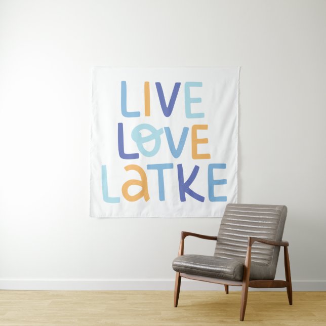 Live Love Latke Hanukkah Design Tapestry (In Situ)