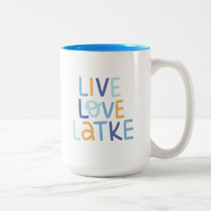 Live Love Latke Hanukkah Design Two-Tone Coffee Mug
