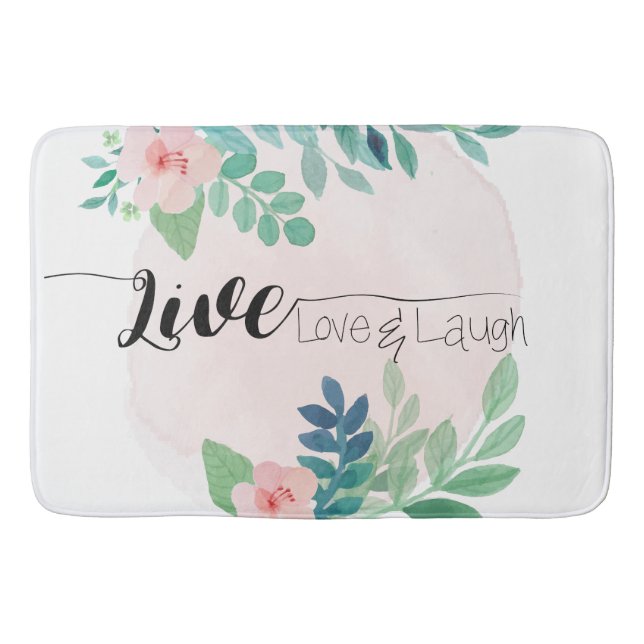 Live, Love, Laugh Boho Floral | Bath Mat (Front)