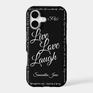 Live Love Laugh Elegant Black White Script