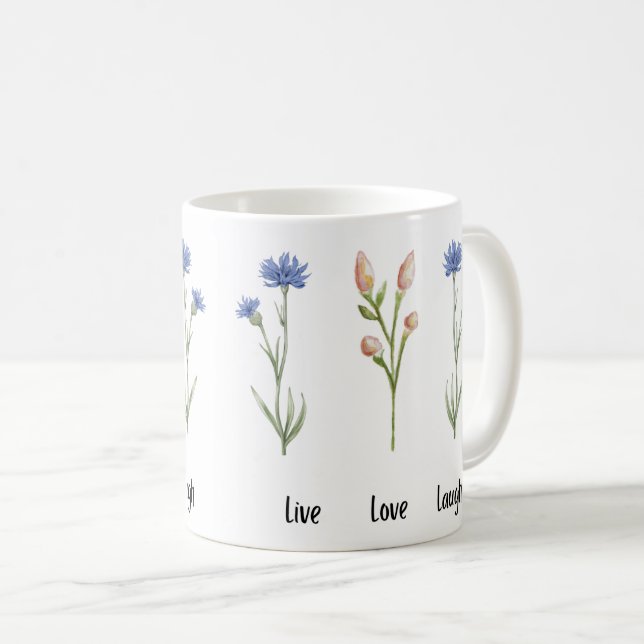 Live Love Laugh Floral Ceramic Mug (Front Right)
