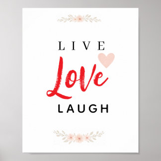 Live Love Laugh Floral Typography Poster