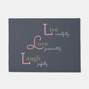 Live Love Laugh happy positive pink blue doormat