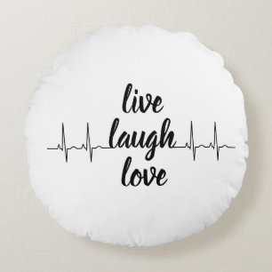 Live, Love, Laugh — Heartbeat Pulse Throw Pillow