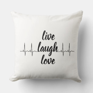 Live, Love, Laugh — Heartbeat Pulse Throw Pillow