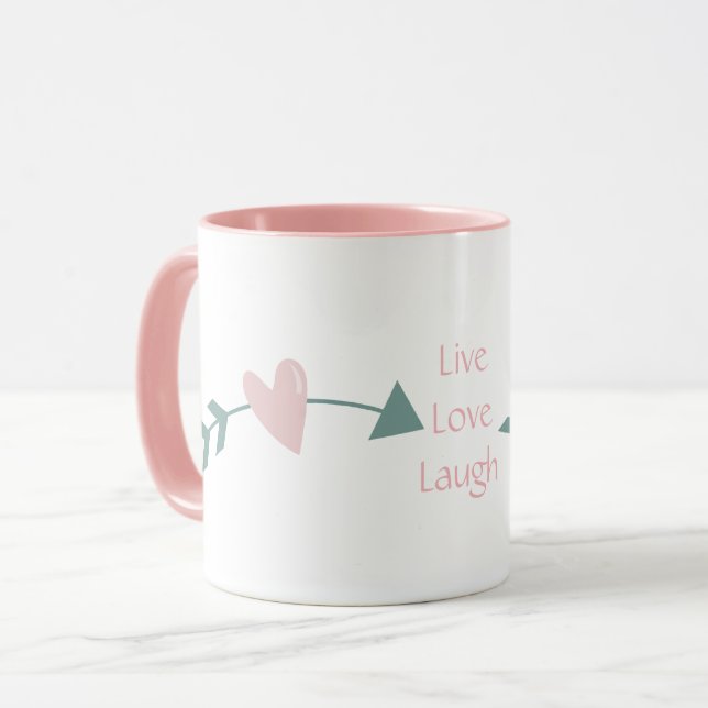 Live Love Laugh Mug With Heart And Arrow (Front Left)