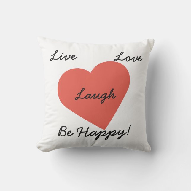 Live Love Laugh Red Heart Outdoor Pillow (Front)