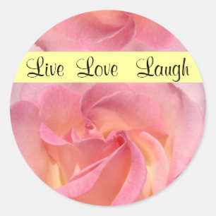 Live Love Laugh stickers Yellow Pink Rose seals