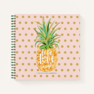 Live Love Laugh Trendy Topical Island Pineapple Notebook