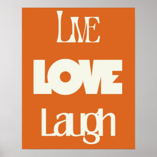 Live Love Laugh Typography   Inspirational  Poster