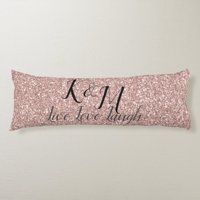 Live Love Laugh with Couple's Initials Body Pillow (Front)