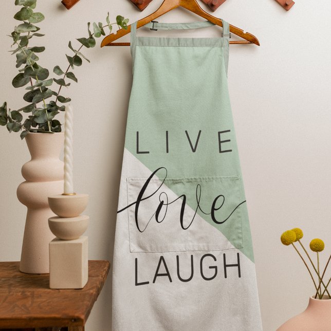 Live Love Laught Positive Motivation Mint Quote Apron (Creator Uploaded)