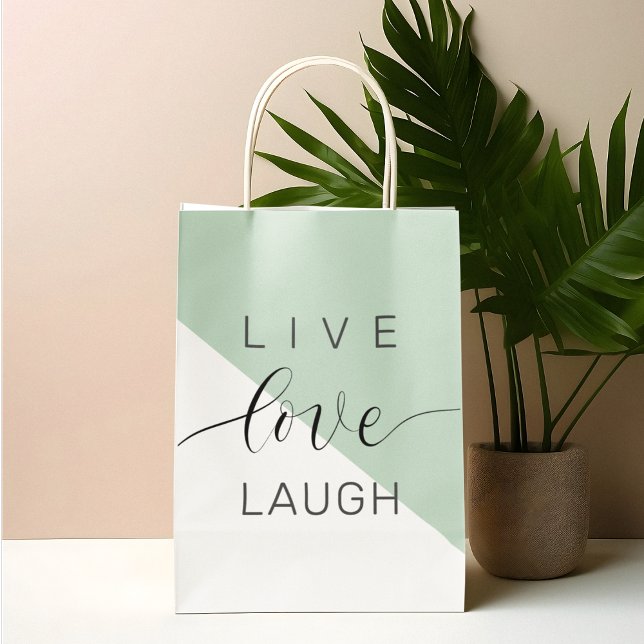 Live Love Laught Positive Motivation Mint Quote Large Gift Bag (Creator Uploaded)