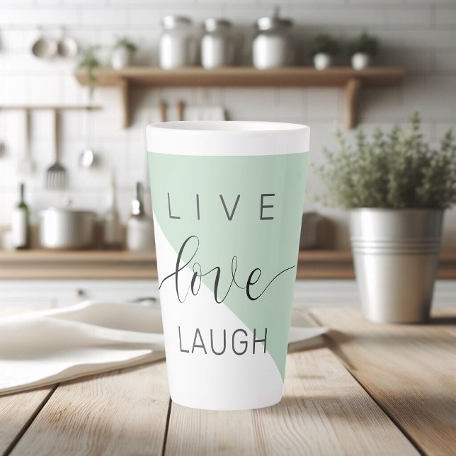Live Love Laught Positive Motivation Mint Quote Latte Mug (Creator Uploaded)