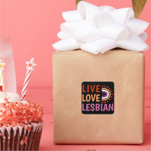 Live love lesbian boho rainbow celebrate diversity square sticker