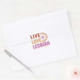 Live love lesbian boho rainbow celebrate diversity square sticker
