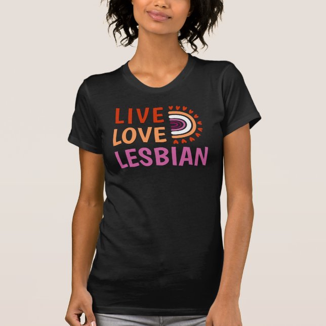 Live love lesbian celebrate diversity boho rainbow T-Shirt (Front)
