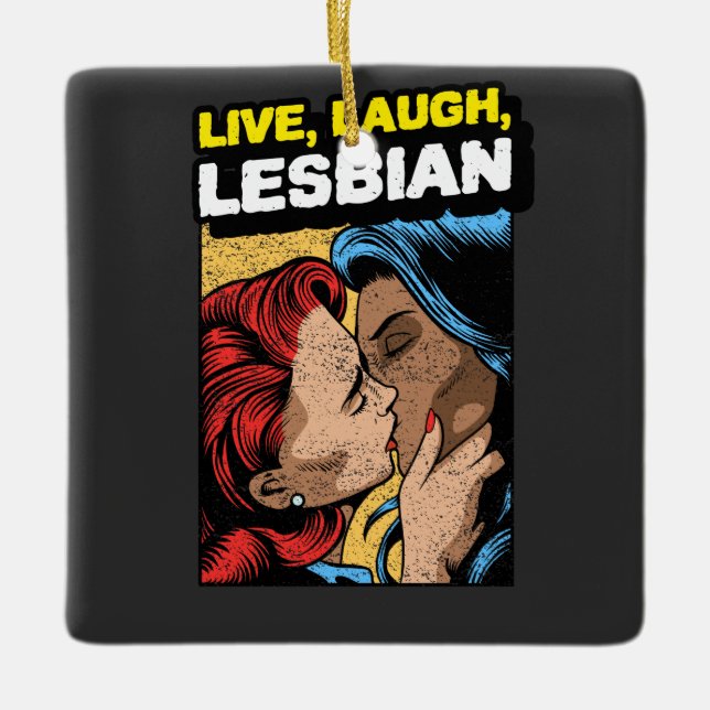 Live Love Lesbian Ceramic Ornament (Front)
