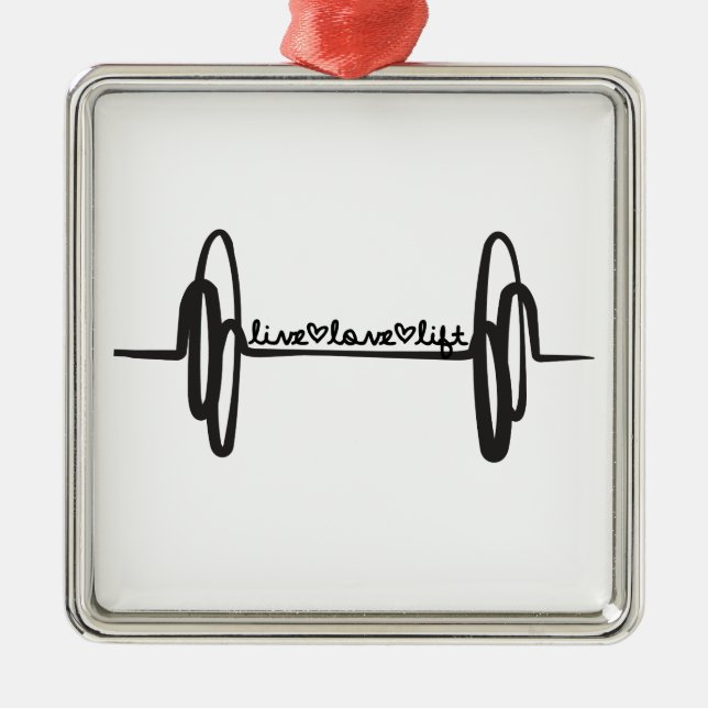 Live Love Lift Bar Black Metal Tree Decoration (Front)