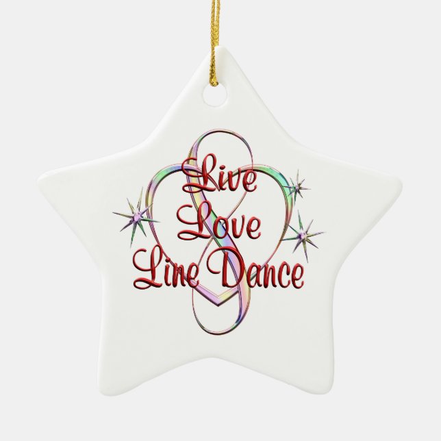 Live Love Line Dance Ceramic Tree Decoration (Front)