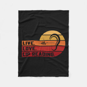 Live Love Lip Reading Sign Language Deaf Awareness Fleece Blanket