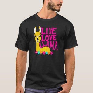 Live Love Llama Flower Power Animal Graphic T-Shirt