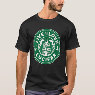 Live Love Lucifer Hail Satan with Pentagrams Tee H