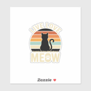 Live Love Meow Vintage Cat Sunset Design_1