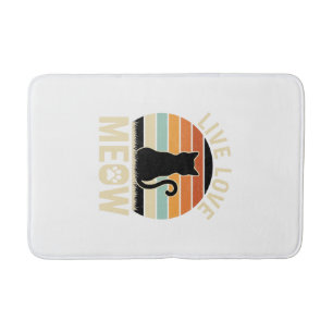 Live Love Meow Vintage Cat Sunset Design_1 Bath Mat