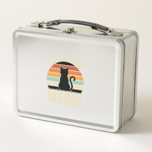 Live Love Meow Vintage Cat Sunset Design_1 Metal Lunch Box