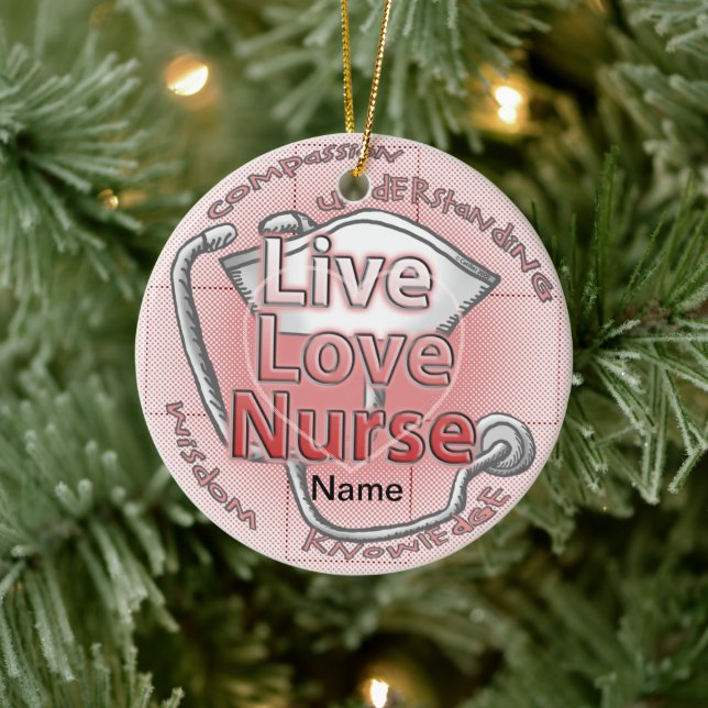 Live love nurse ceramic ornament (Tree)