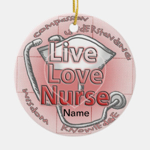 Live love nurse ceramic ornament