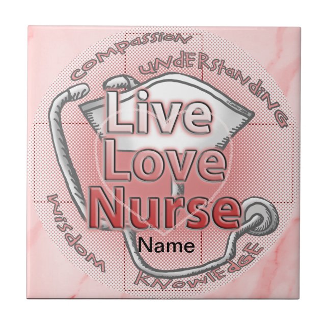 Live love nurse ceramic tile (Front)