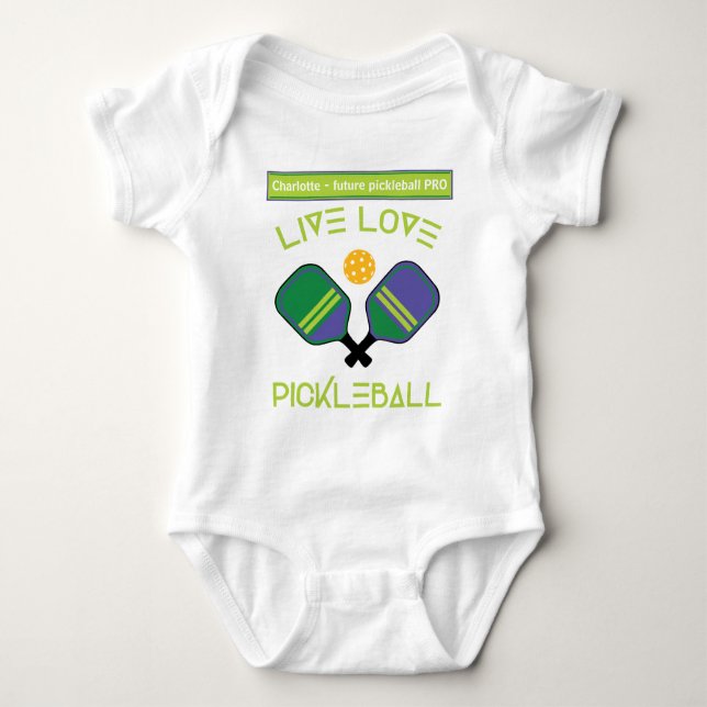 😍 Live, love , pickleball Baby Bodysuit (Front)