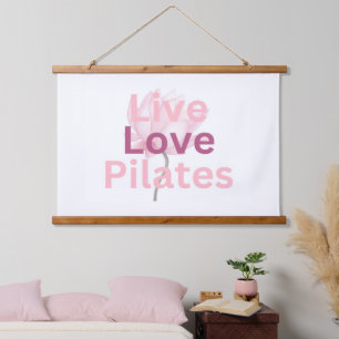 Live Love Pilates Lotus Wellness Calm Gift for Her Hanging Tapestry