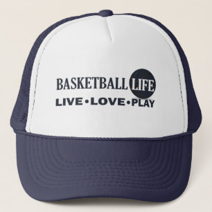 live love play basketball life with blue ball trucker hat