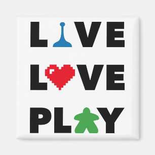 Live, Love, Play Black Text Magnet