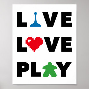 Live, Love, Play Black Text Print