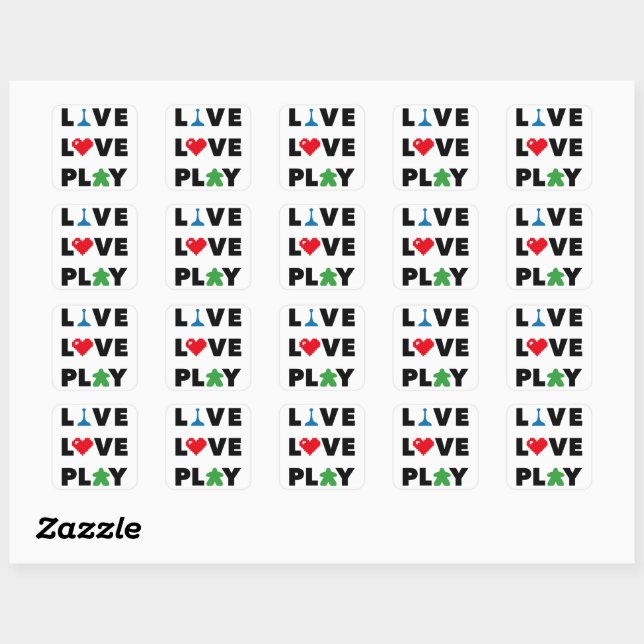 Live, Love, Play Black Text Stickers (Sheet)