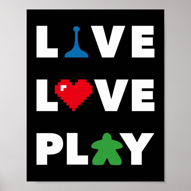 Live, Love, Play White Text Print (Front)