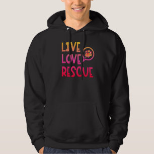 Live Love Rescue Watercolor Dog Paw Animal Shelter Hoodie