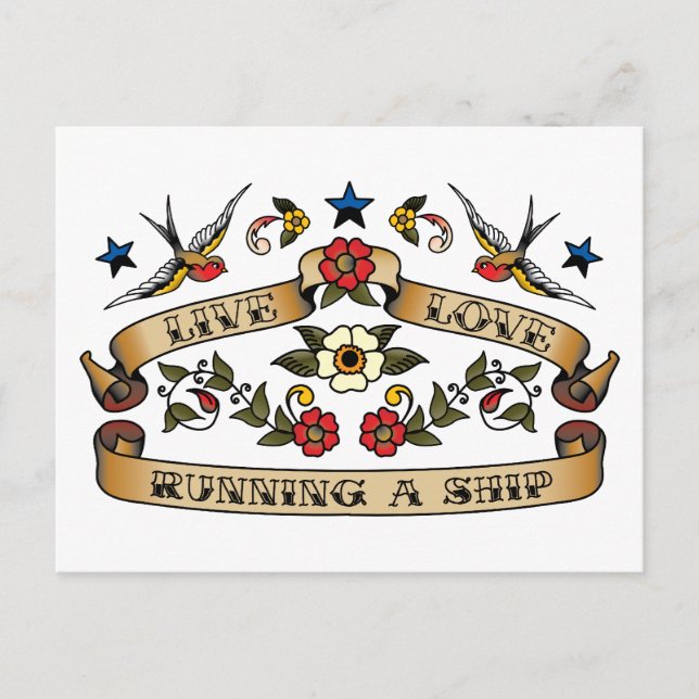 Live Love Running a Ship Postcard (Front)