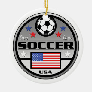 Live Love Soccer America Ceramic Ornament