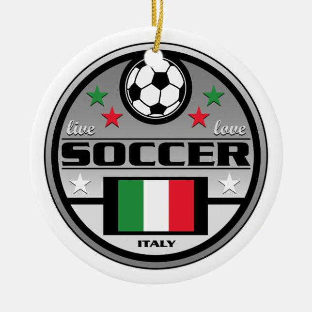 Live Love Soccer Italy Ceramic Tree Decoration (Front)