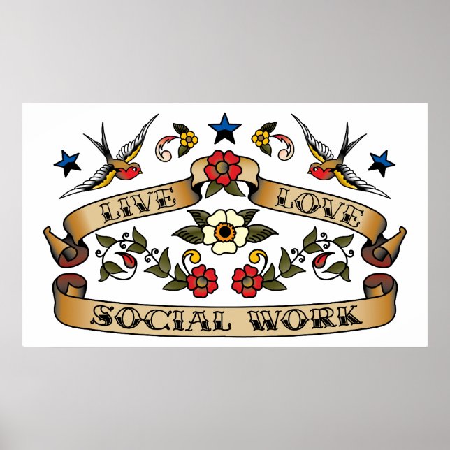 Live Love Social Work Poster (Front)