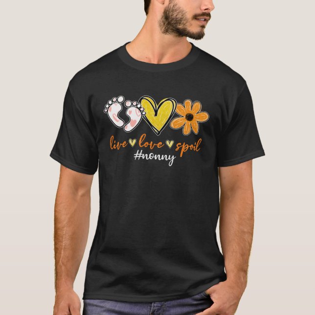 Live Love Spoiled Nonny Footprints Heart Flower Mo T-Shirt (Front)