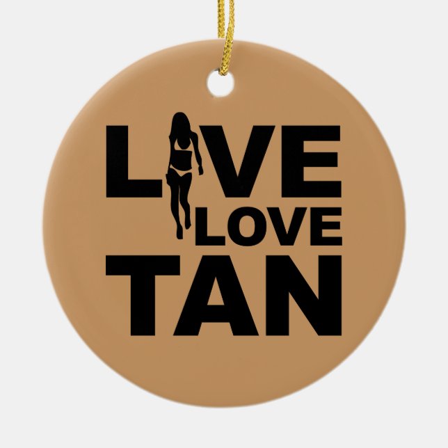 Live Love Tan Ceramic Tree Decoration (Front)