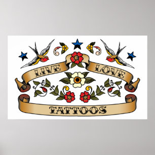 Live Love Tattoos Poster